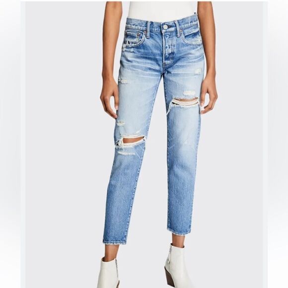 MOUSSY VINTAGE Bowie Tapered Distressed Jeans - Picture 1 of 9